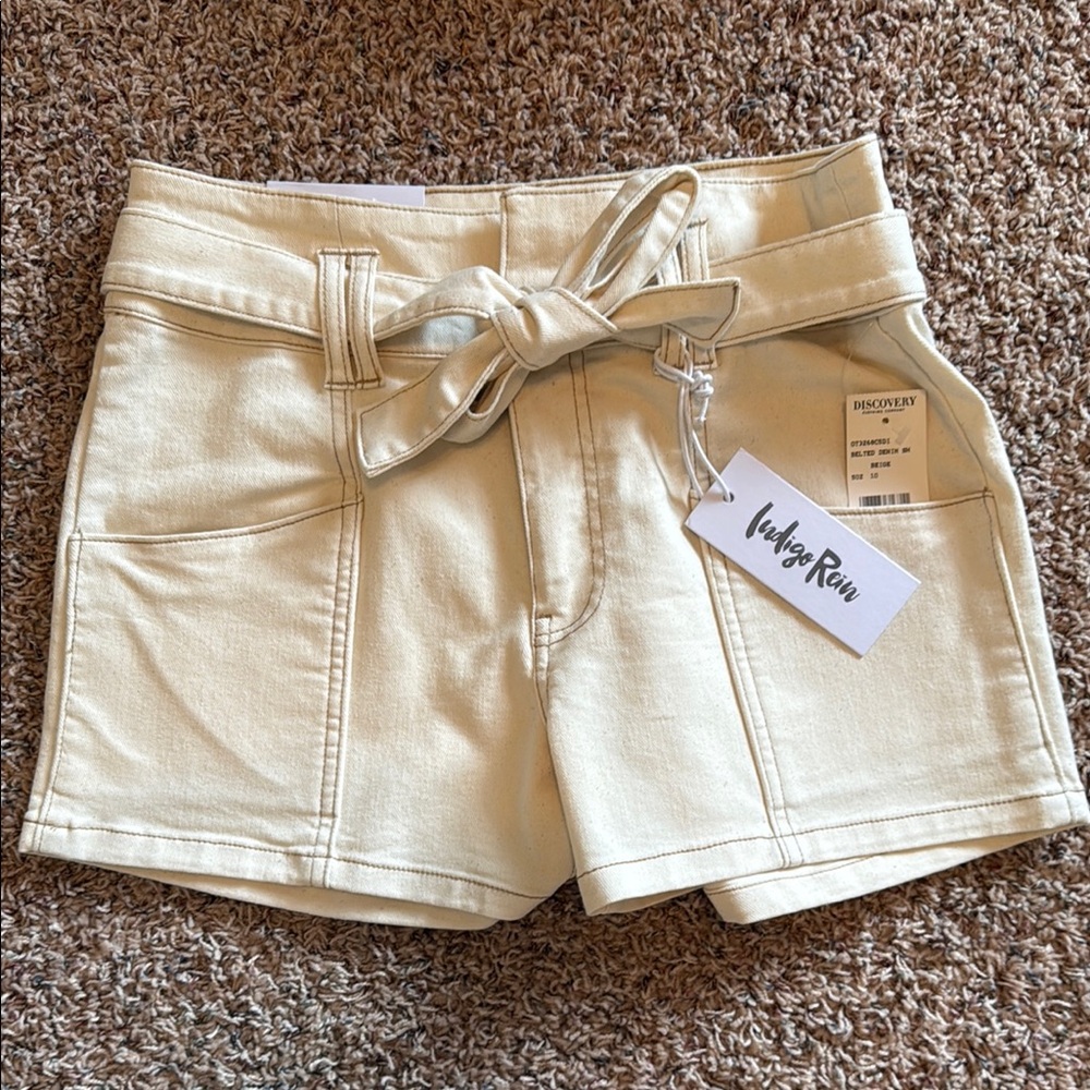 Indigo Rein Cream High Waist Shorts